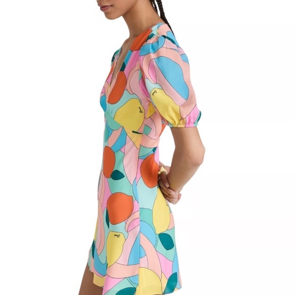 STAUD Milla Fruit Print Dress 12 NWT Mini Milla Dress - Citrus Kaleidoscope - Picture 2 of 4